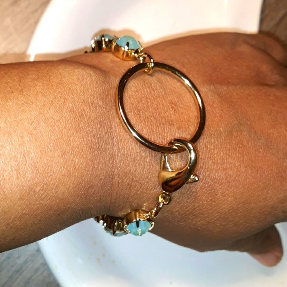 JOOMI LIM  RHINESTONES AND GOLD PLATED BRACELET